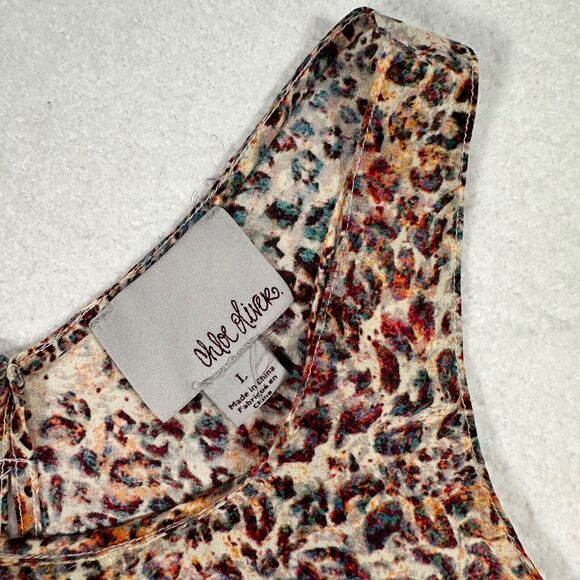 Chloe Oliver Tank Top Animal Print Cut Out Back Women's Large Sheer Multicolor - Picture 2 of 8